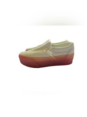 Vans Women's Slip-On Platform Sneakers in Offwhite with Peach/Tan Sole